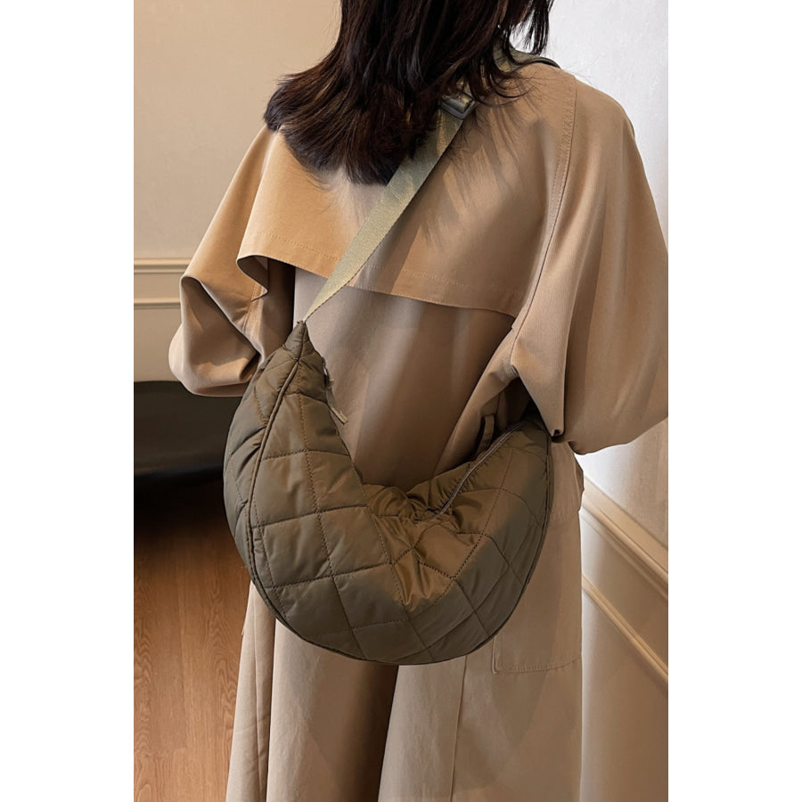 Plaid Quilted Adjustable Strap Crossbody Bag Apparel and Accessories