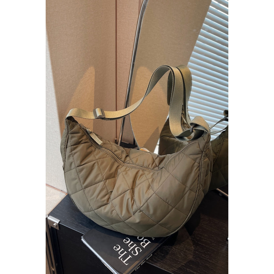 Plaid Quilted Adjustable Strap Crossbody Bag Apparel and Accessories