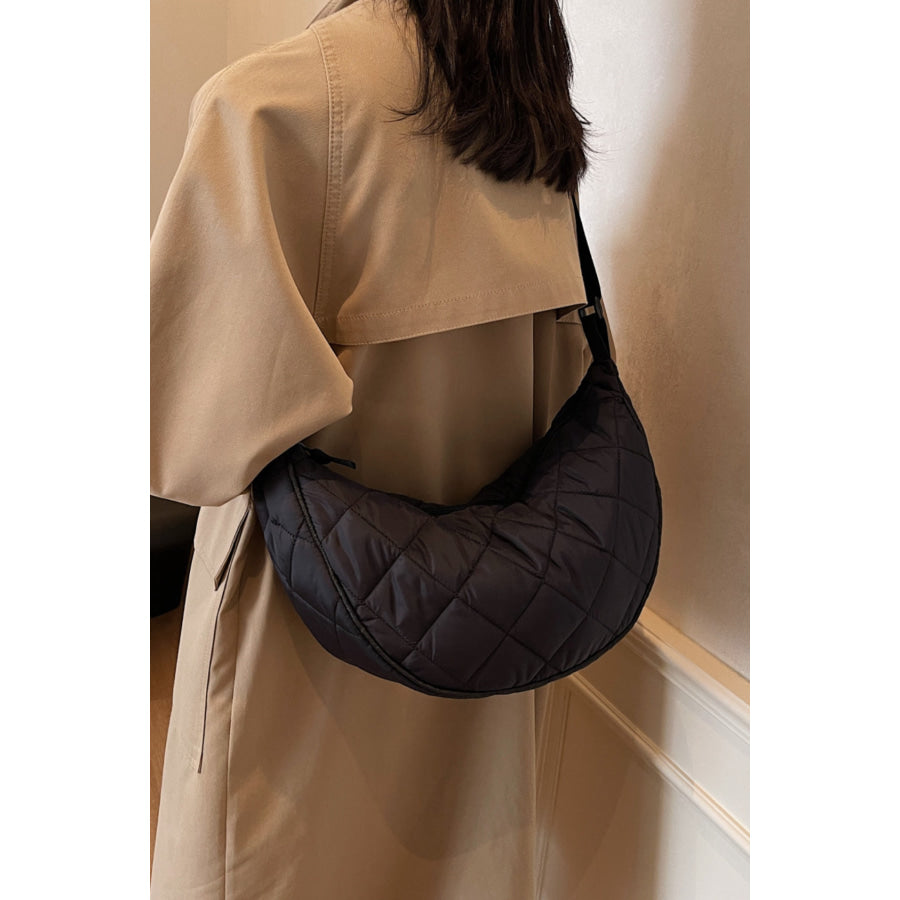 Plaid Quilted Adjustable Strap Crossbody Bag Apparel and Accessories