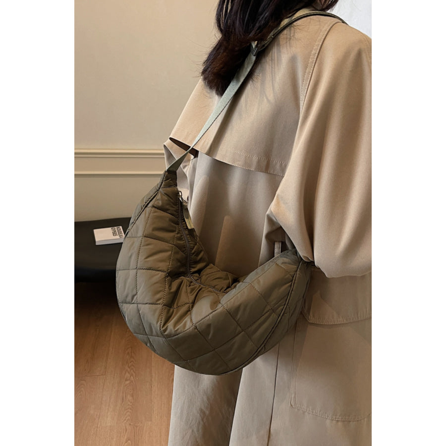 Plaid Quilted Adjustable Strap Crossbody Bag Apparel and Accessories