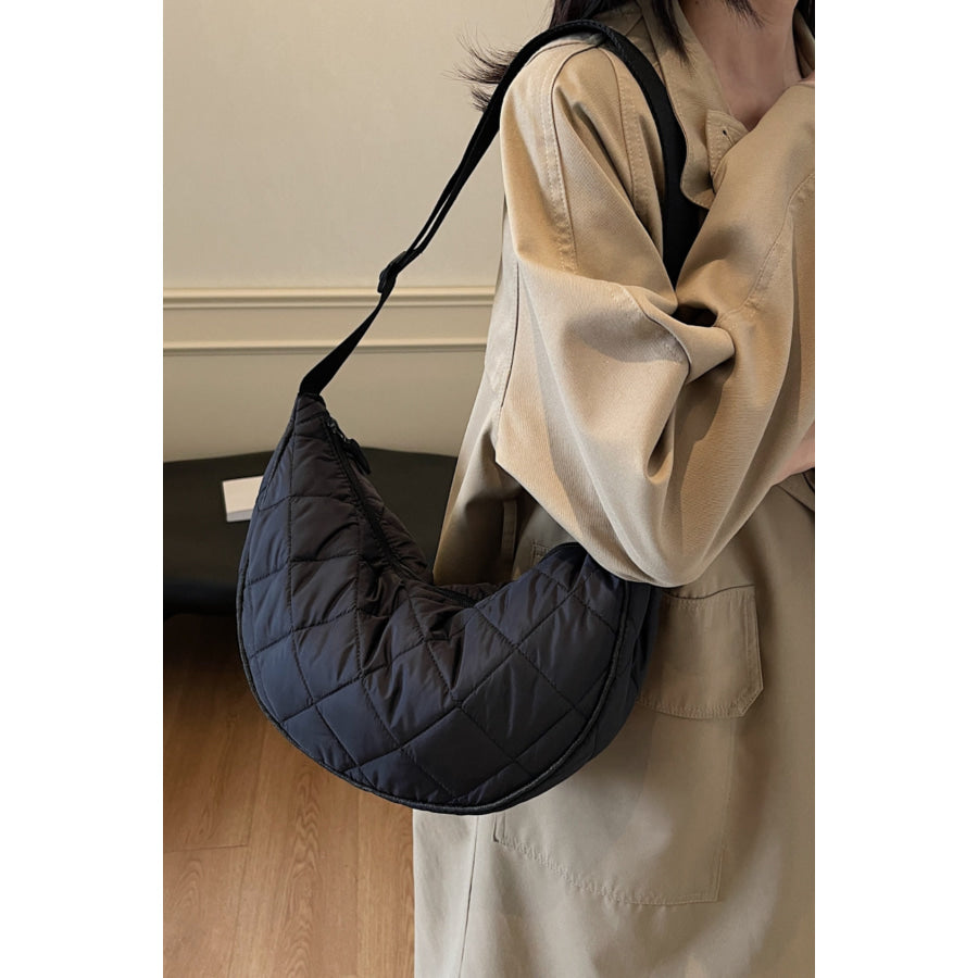 Plaid Quilted Adjustable Strap Crossbody Bag Apparel and Accessories