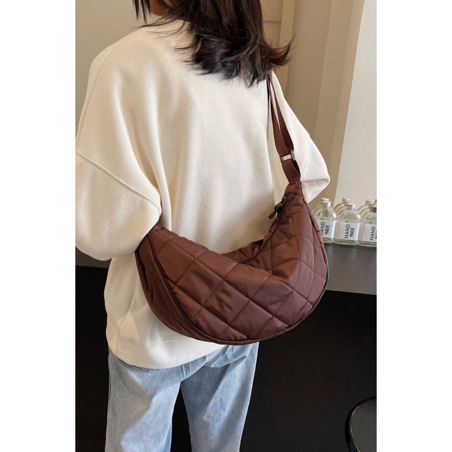 Plaid Quilted Adjustable Strap Crossbody Bag Apparel and Accessories