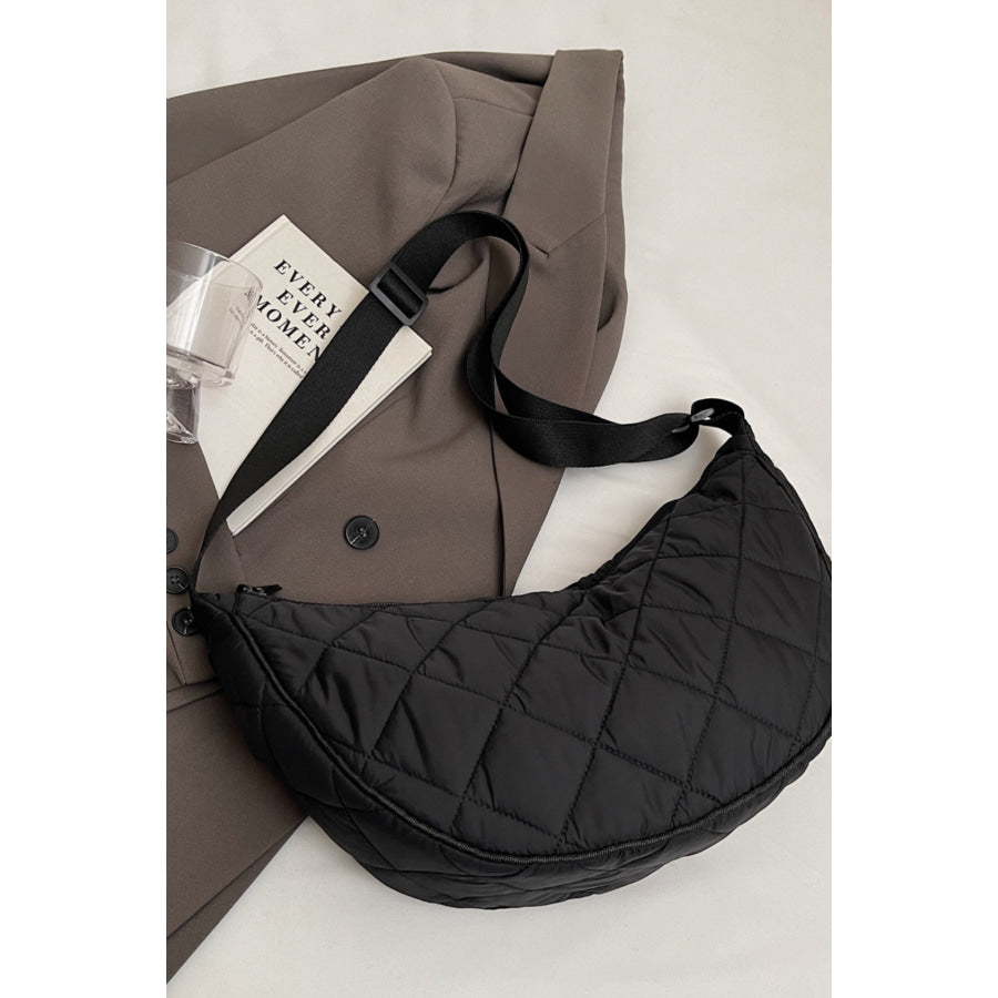 Plaid Quilted Adjustable Strap Crossbody Bag Apparel and Accessories