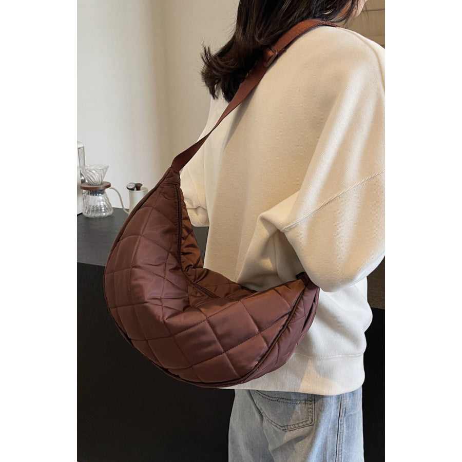 Plaid Quilted Adjustable Strap Crossbody Bag Apparel and Accessories