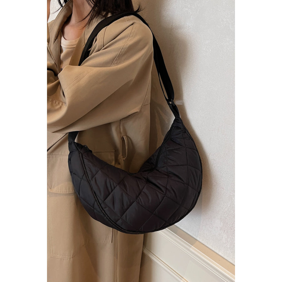 Plaid Quilted Adjustable Strap Crossbody Bag Apparel and Accessories