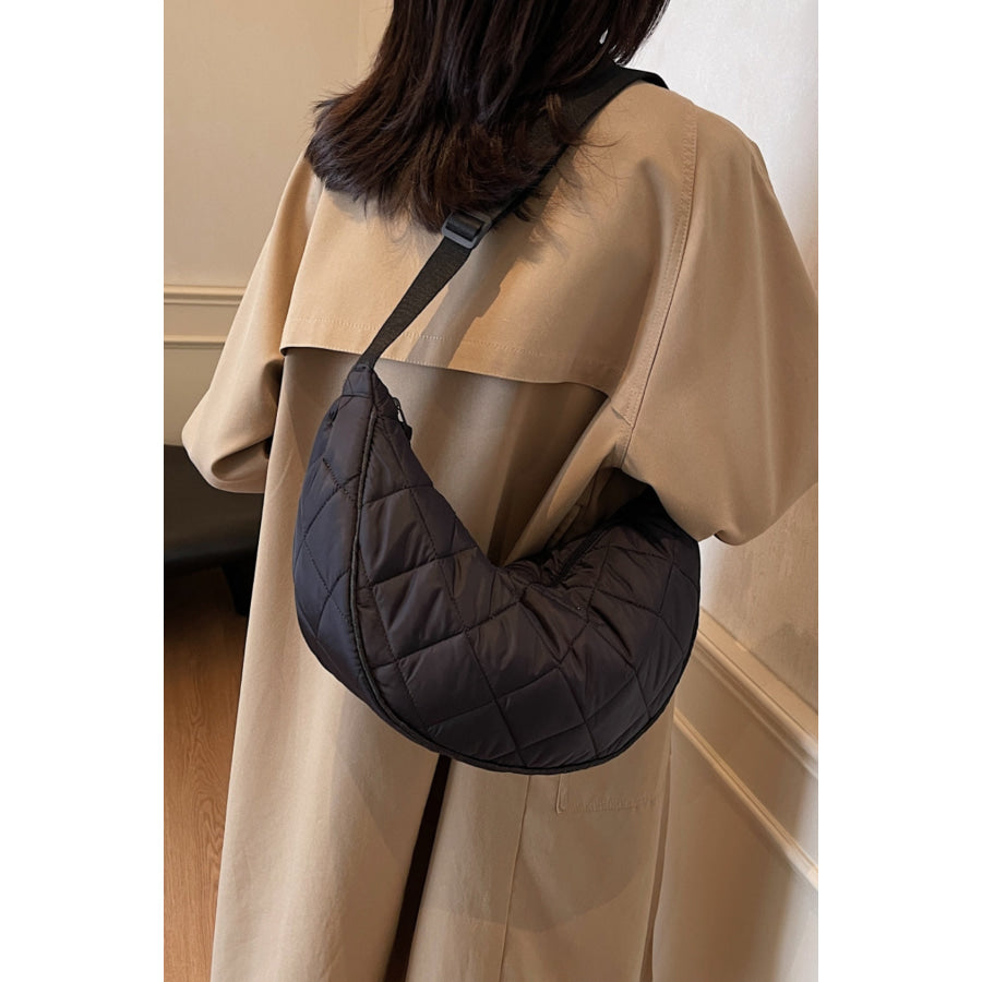 Plaid Quilted Adjustable Strap Crossbody Bag Apparel and Accessories