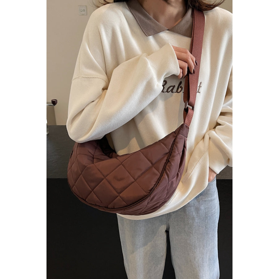 Plaid Quilted Adjustable Strap Crossbody Bag Apparel and Accessories