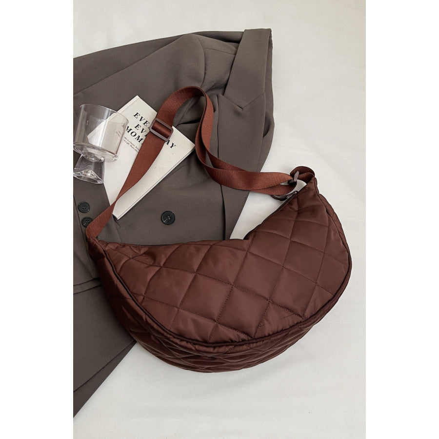 Plaid Quilted Adjustable Strap Crossbody Bag Apparel and Accessories