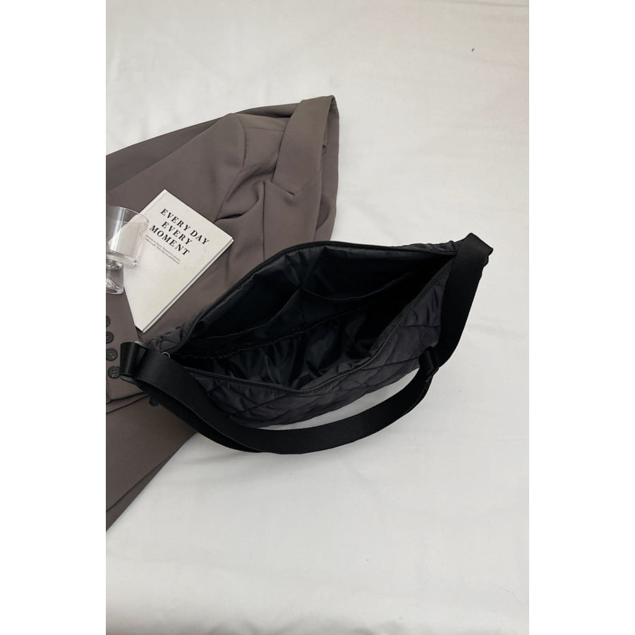 Plaid Quilted Adjustable Strap Crossbody Bag Apparel and Accessories