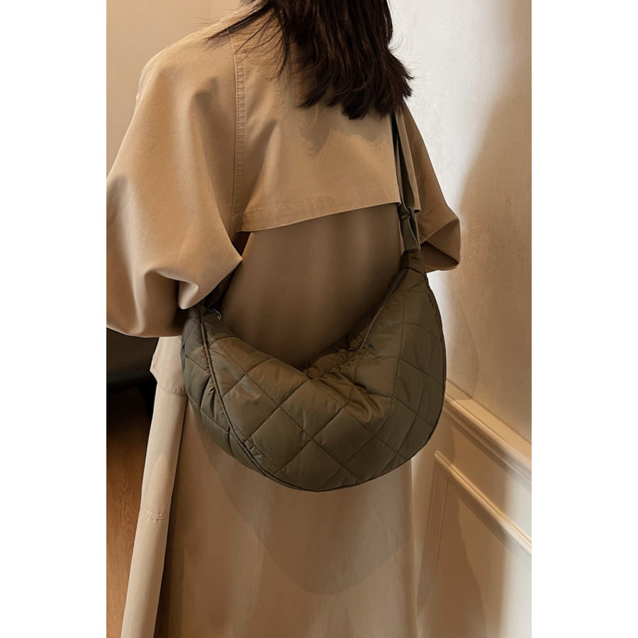 Plaid Quilted Adjustable Strap Crossbody Bag Apparel and Accessories