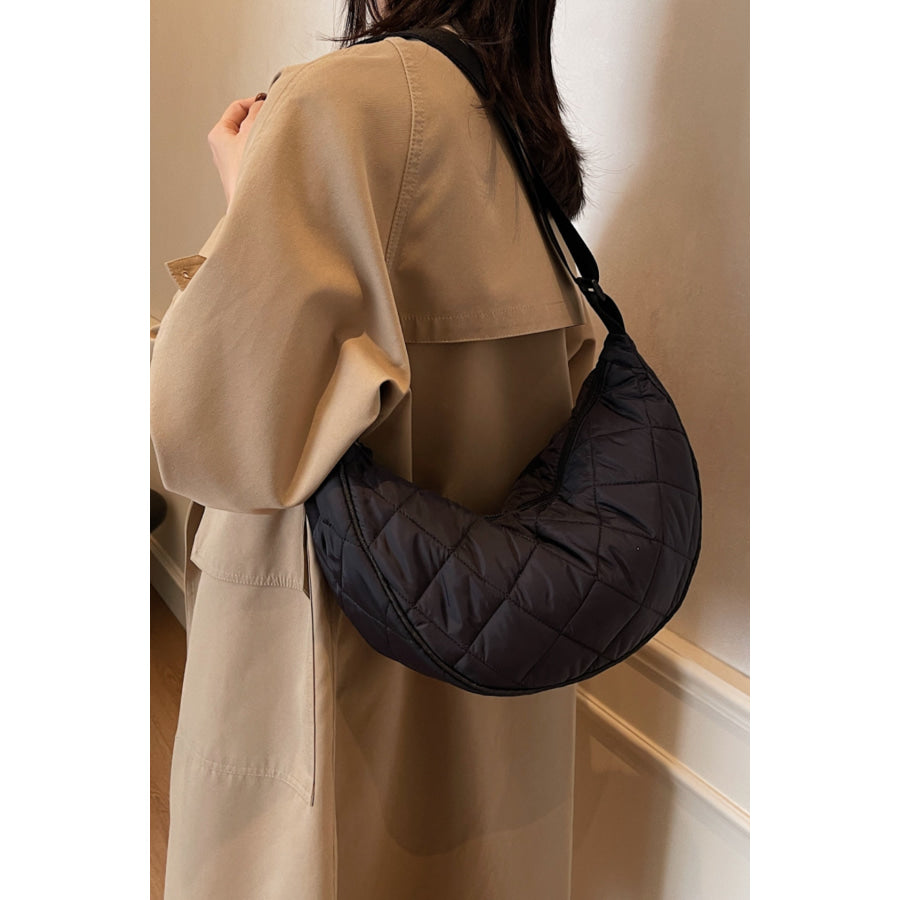 Plaid Quilted Adjustable Strap Crossbody Bag Apparel and Accessories