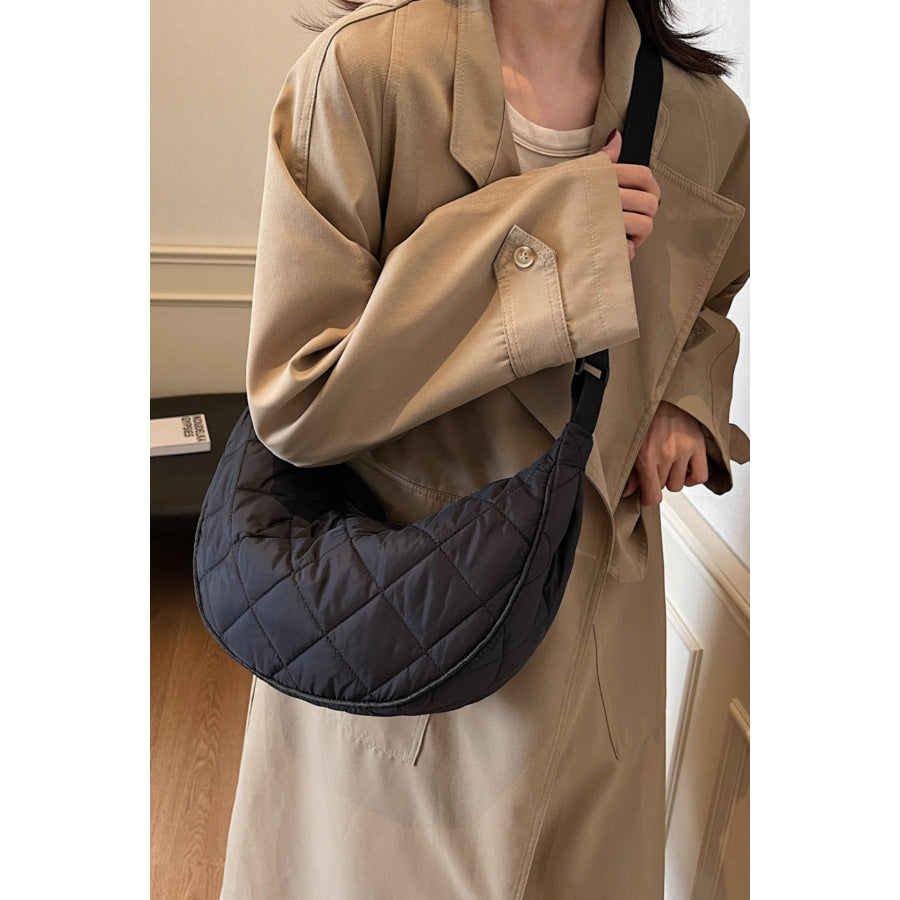 Plaid Quilted Adjustable Strap Crossbody Bag Apparel and Accessories