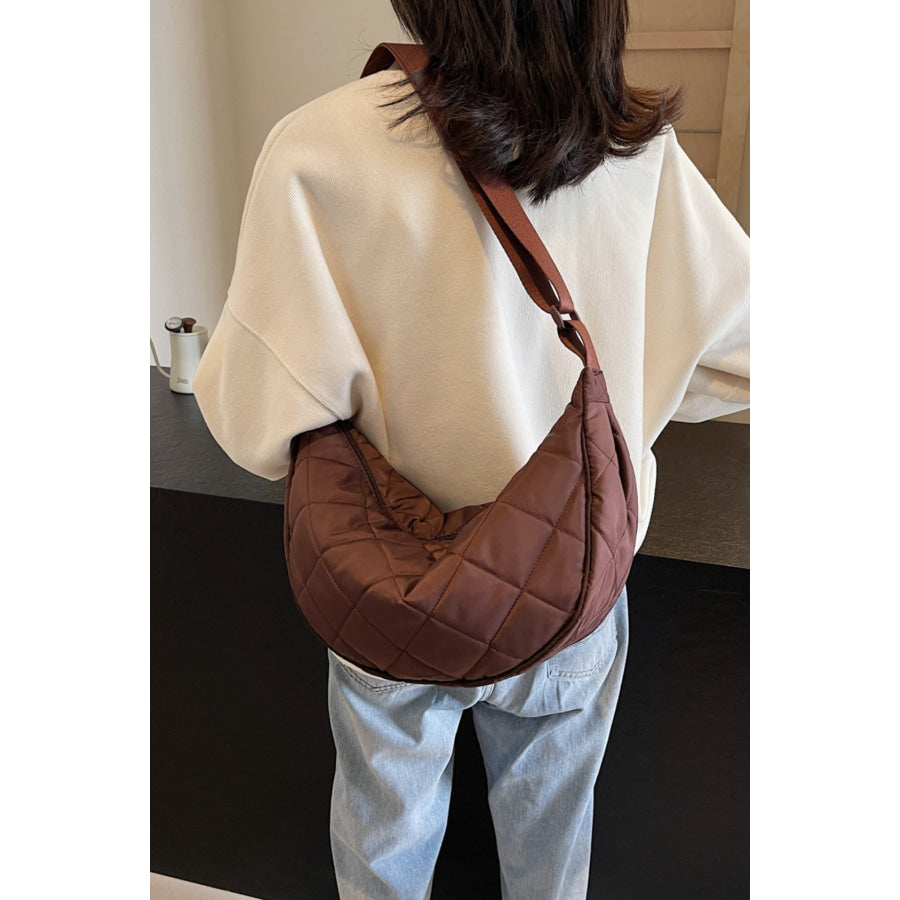 Plaid Quilted Adjustable Strap Crossbody Bag Apparel and Accessories