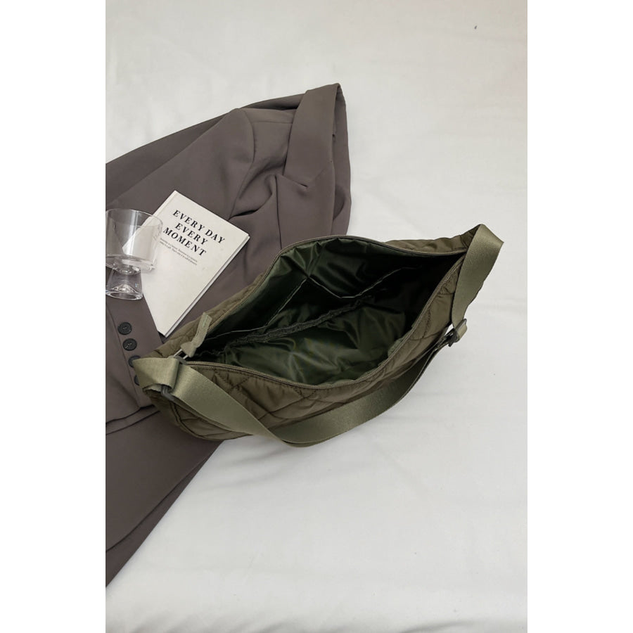 Plaid Quilted Adjustable Strap Crossbody Bag Apparel and Accessories