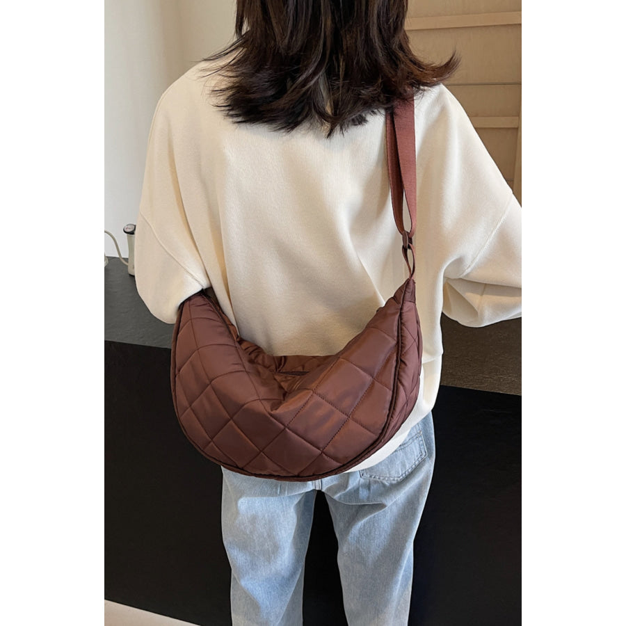 Plaid Quilted Adjustable Strap Crossbody Bag Apparel and Accessories