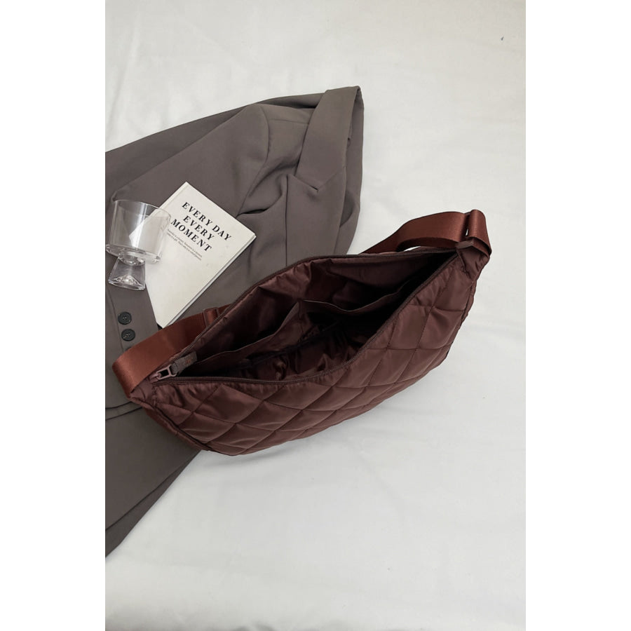 Plaid Quilted Adjustable Strap Crossbody Bag Apparel and Accessories