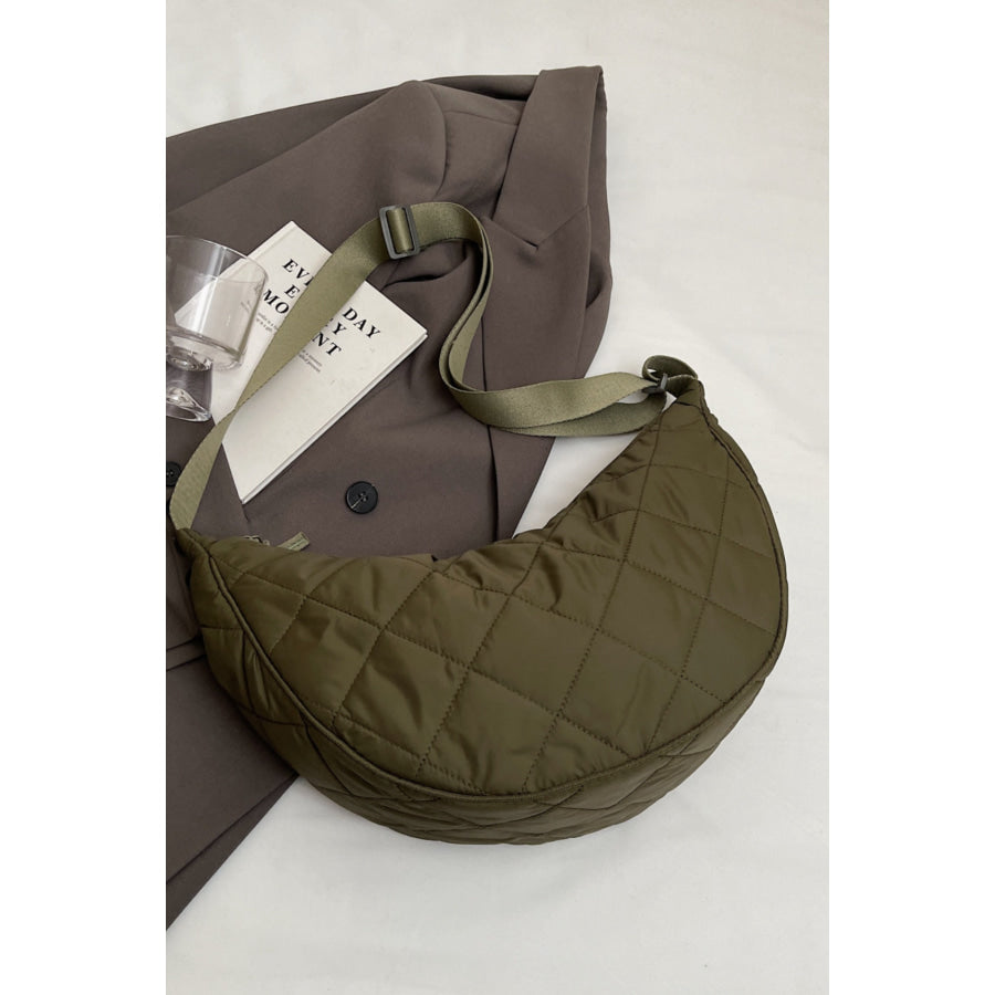 Plaid Quilted Adjustable Strap Crossbody Bag Apparel and Accessories