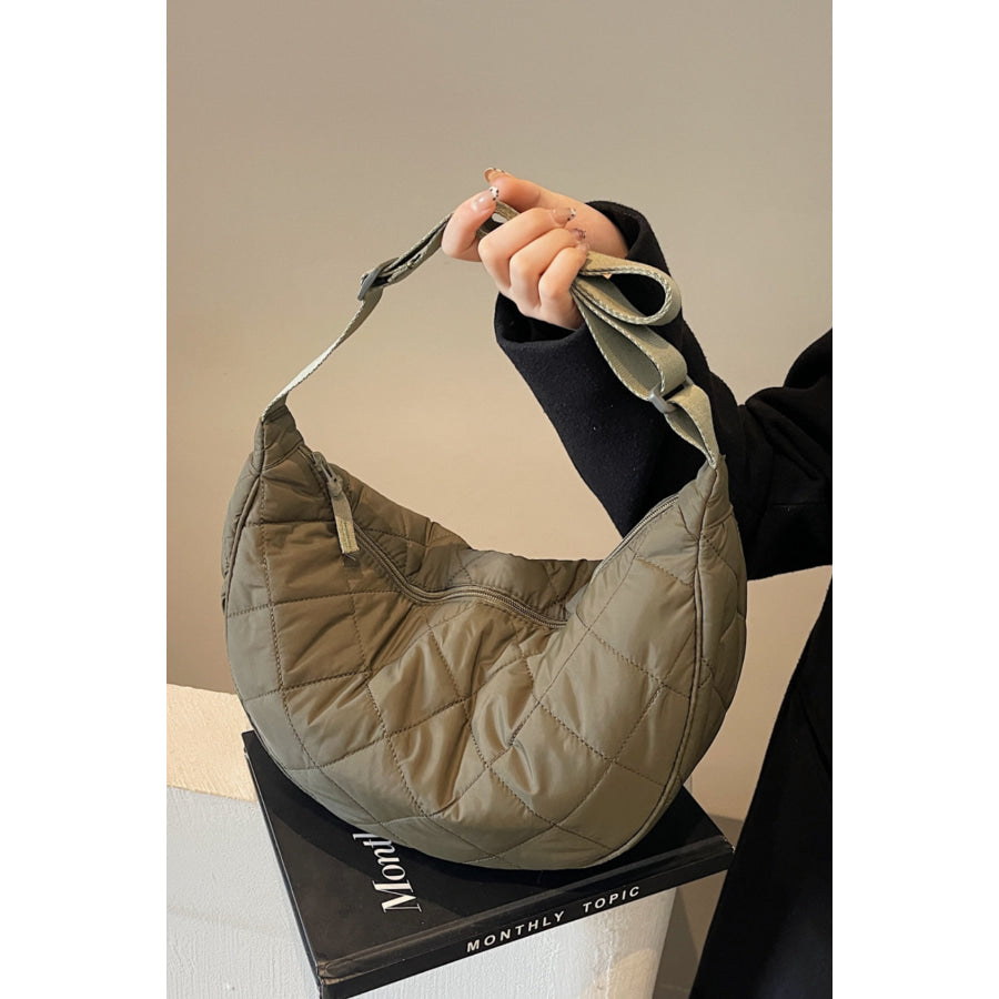 Plaid Quilted Adjustable Strap Crossbody Bag Apparel and Accessories