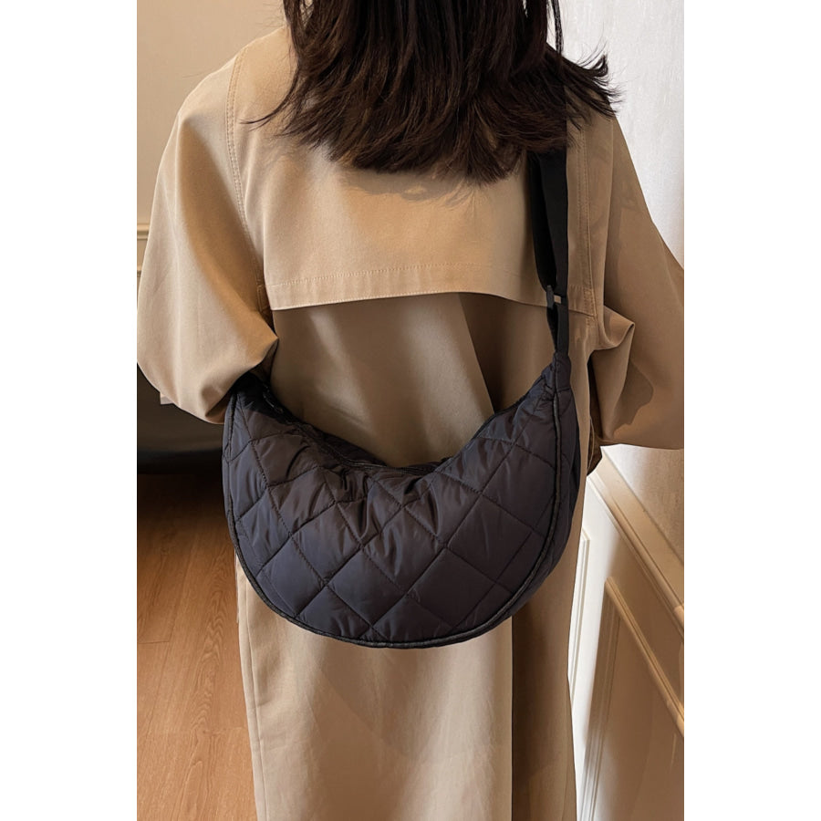 Plaid Quilted Adjustable Strap Crossbody Bag Apparel and Accessories