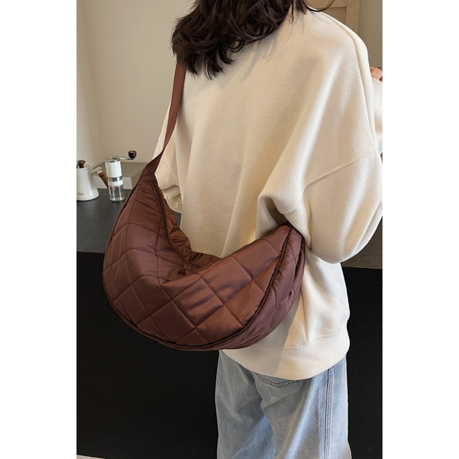 Plaid Quilted Adjustable Strap Crossbody Bag Apparel and Accessories