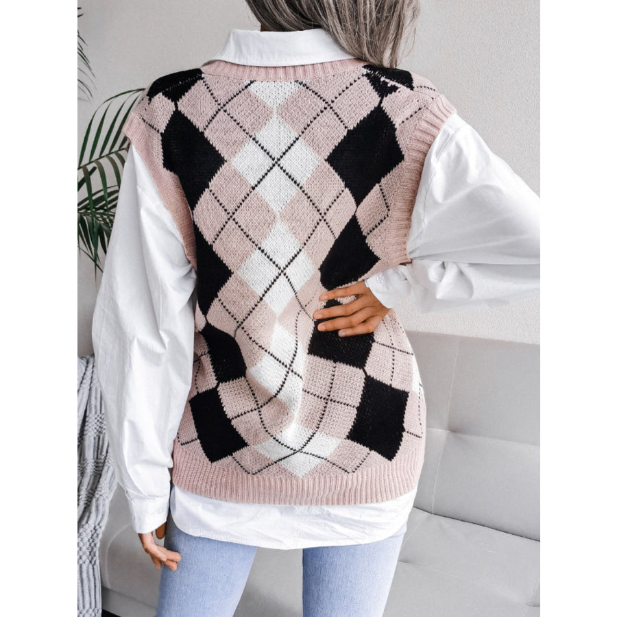 Plaid V-Neck Sweater Vest Apparel and Accessories