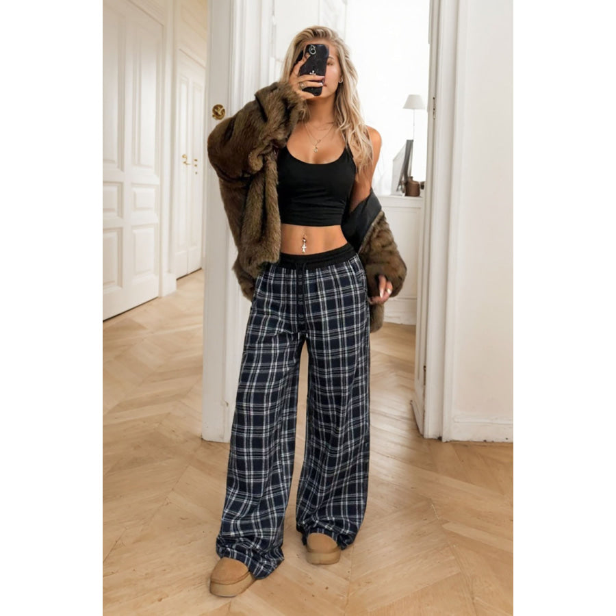 Plaid Wide Leg Pants Apparel and Accessories