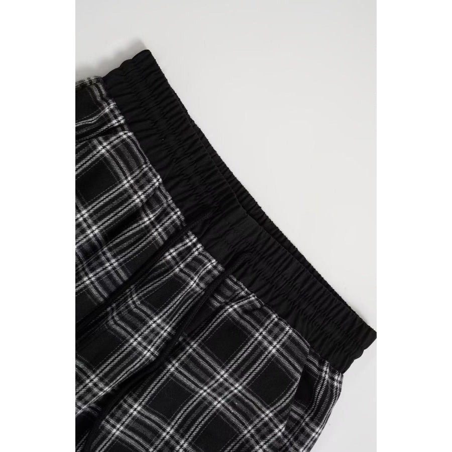 Plaid Wide Leg Pants Apparel and Accessories