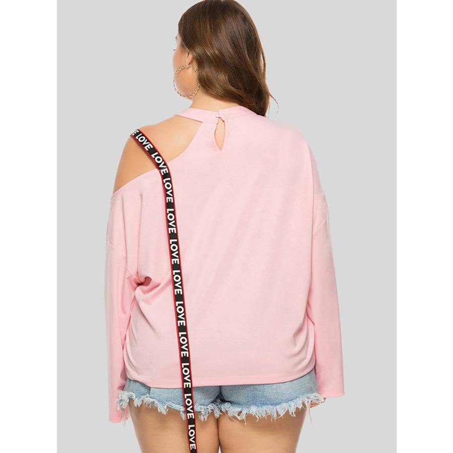 Plus Size Cold-Shoulder Round Neck Blouse