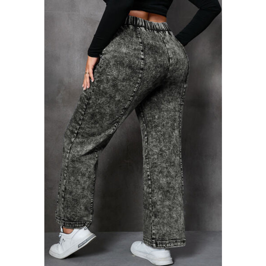Plus Size Drawstring Pocketed Straight Jeans Clothing