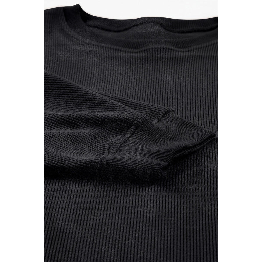 Plus Size Heart Sequin Round Neck Sweatshirt Apparel and Accessories