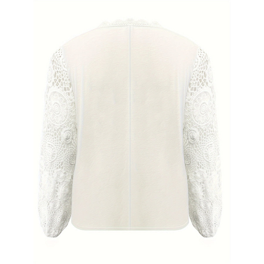 Plus Size Lace Detail V-Neck Long Sleeve T-Shirt Apparel and Accessories