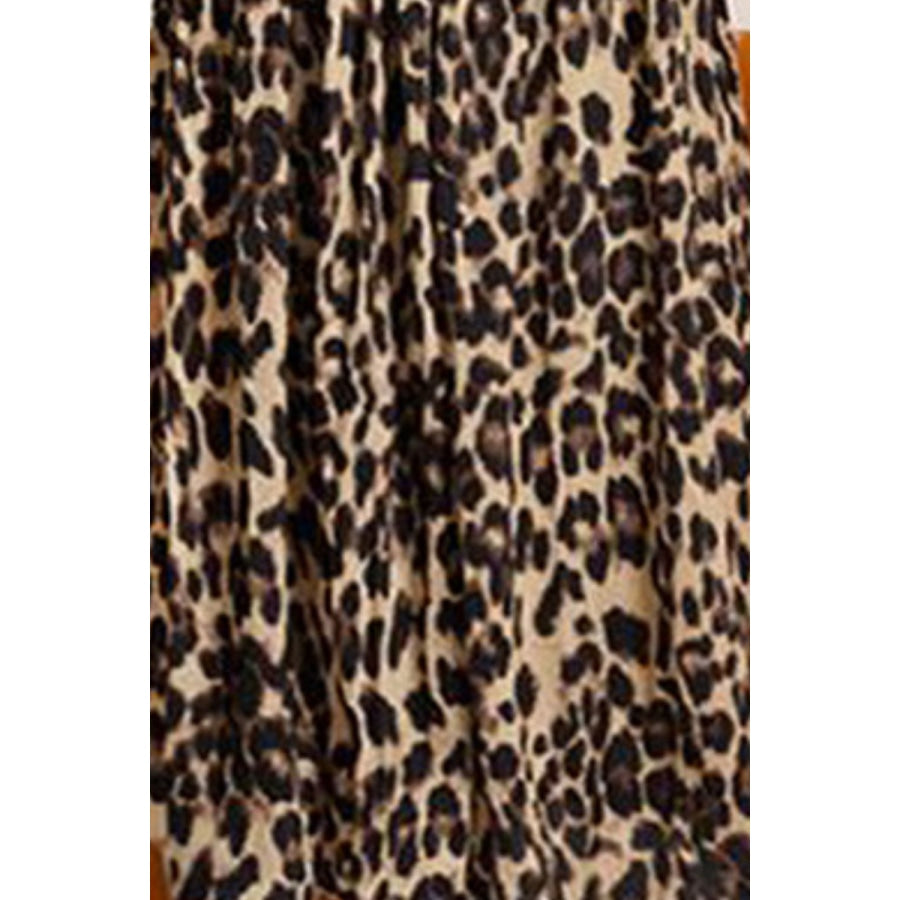 Plus Size Leopard Print Midi Skirt Leopard / L