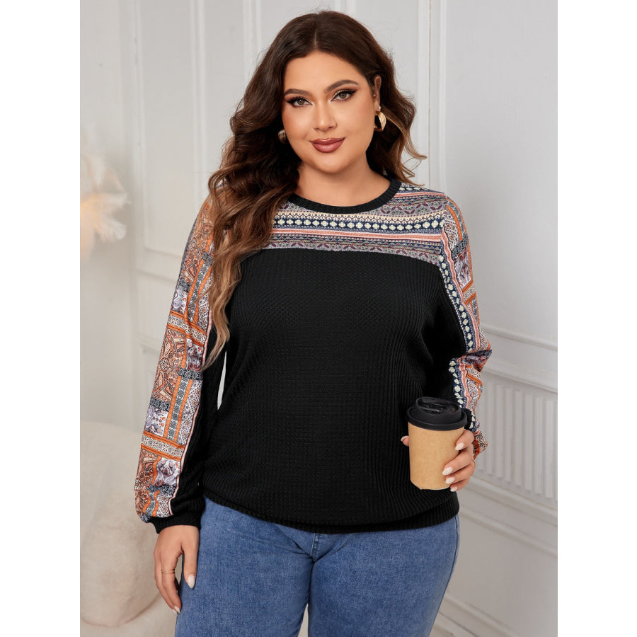 Plus Size Printed Long Sleeve Sweatshirt Apparel and Accessories