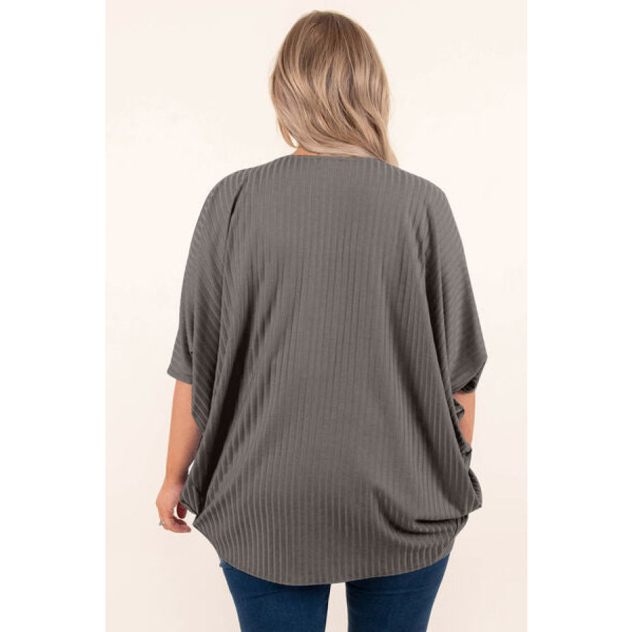 Plus Size Ribbed Cocoon Cover Up Apparel and Accessories