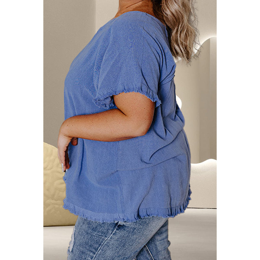 Plus Size Round Neck Half Sleeve Top Apparel and Accessories