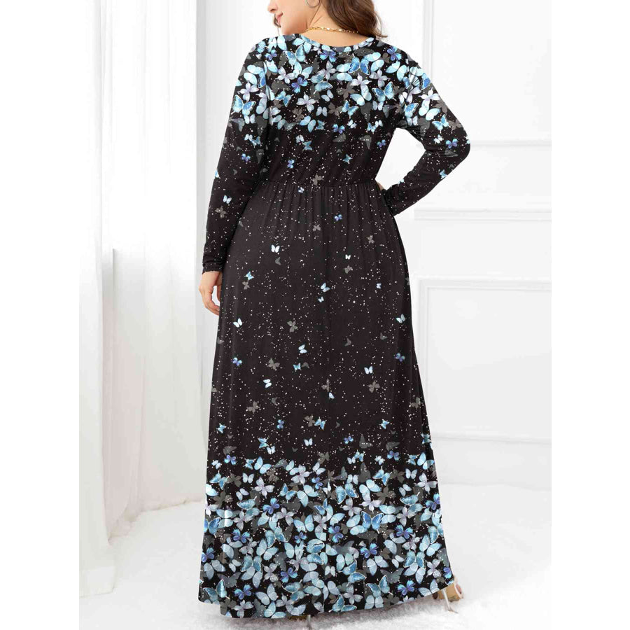 Plus Size Round Neck Maxi Dress with Pockets