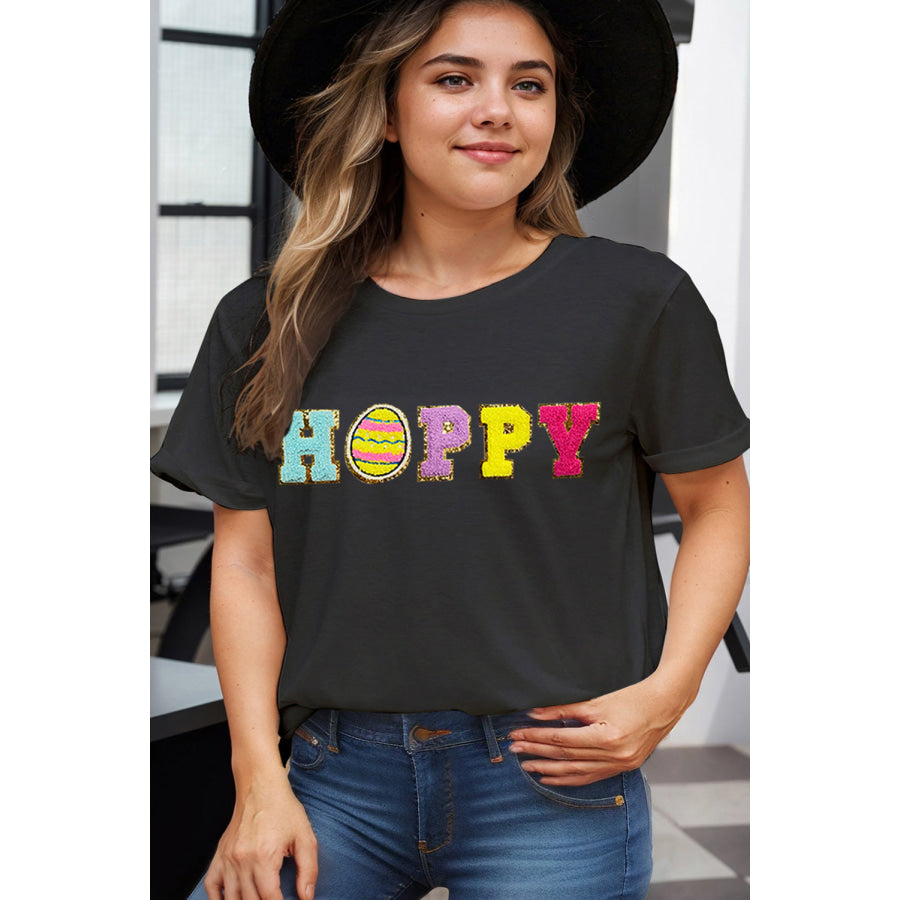 Plus Size Round Neck Short Sleeve T-Shirt Black / 1XL Apparel and Accessories