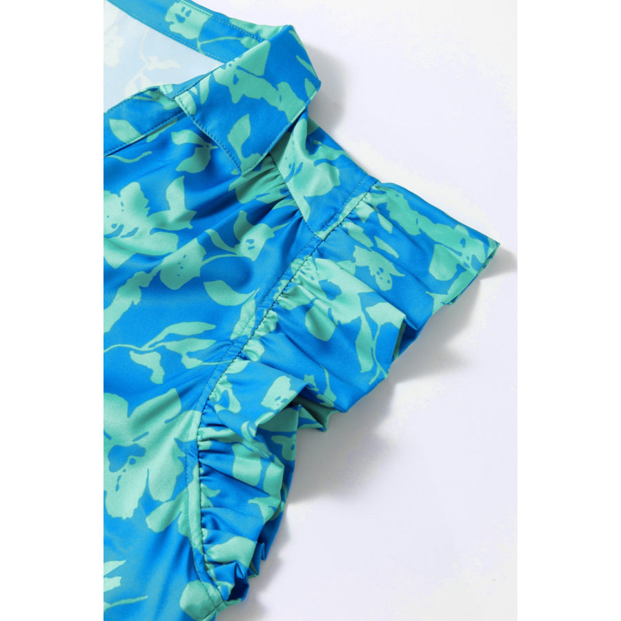 Plus Size Ruffled Printed Cap Sleeve Mini Dress Apparel and Accessories