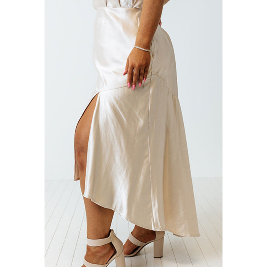 Plus Size Slit Ruffled Skirt Apparel and Accessories