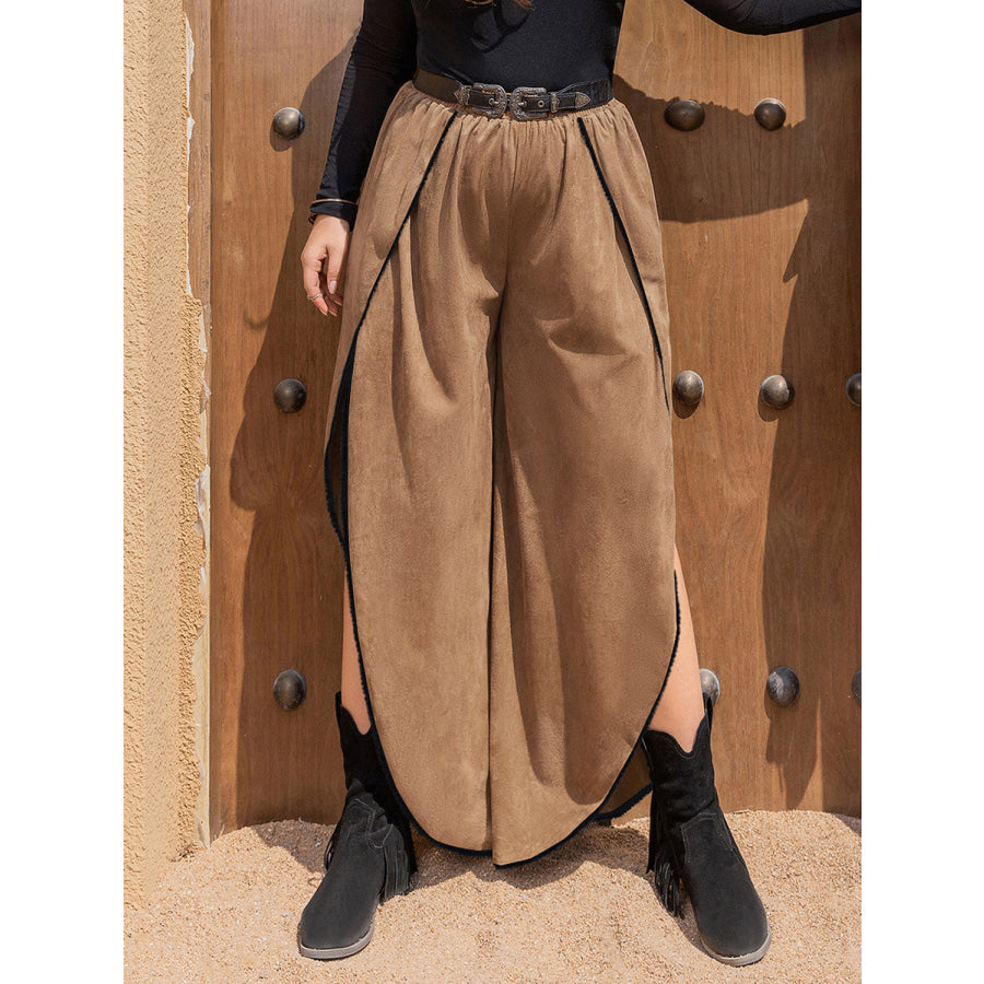 Plus Size Slit Wide Leg Pants Apparel and Accessories