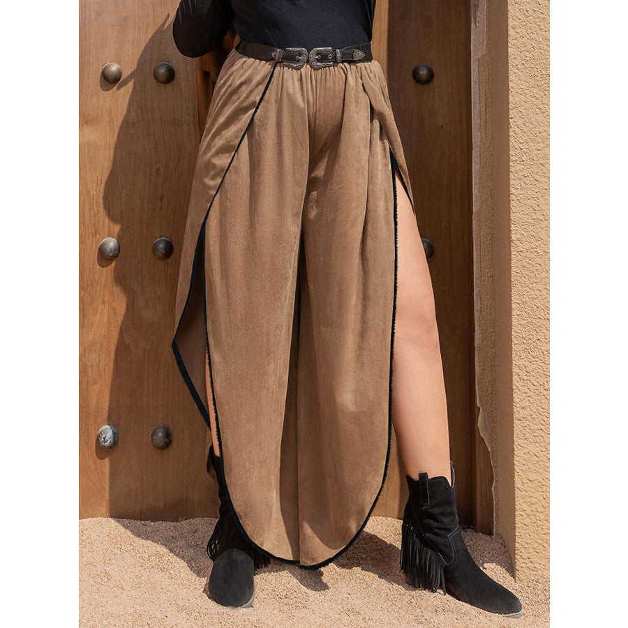 Plus Size Slit Wide Leg Pants Apparel and Accessories