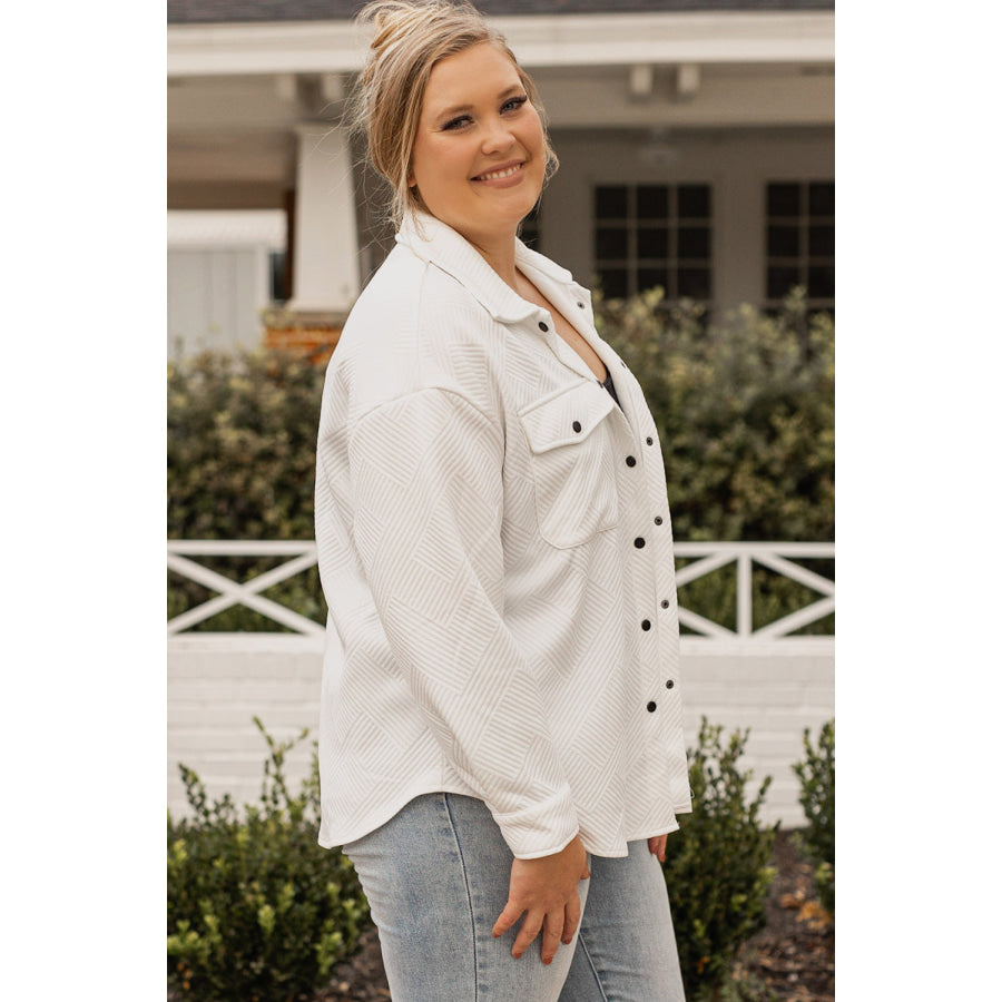 Plus Size Snap Down Dropped Shoulder Jacket Apparel and Accessories