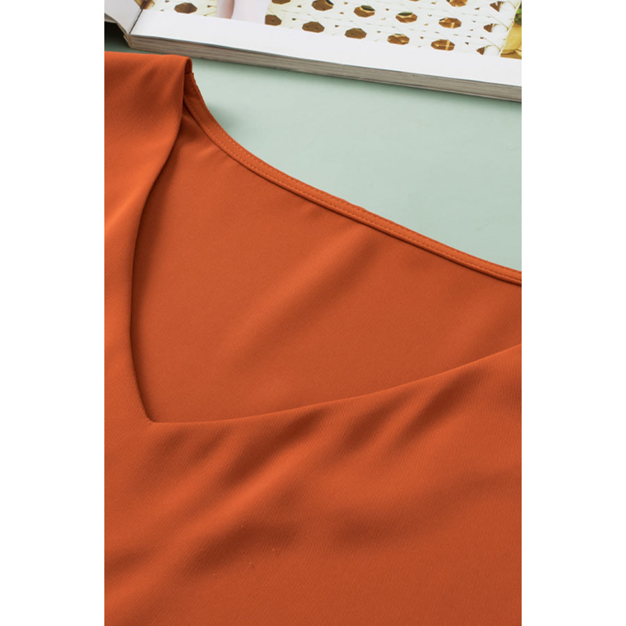 Plus Size V-Neck Petal Sleeve Blouse Apparel and Accessories