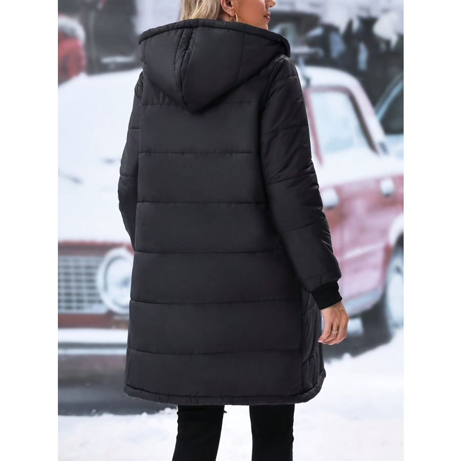 Plus Size Zip Up Hooded Winter Coat Apparel and Accessories