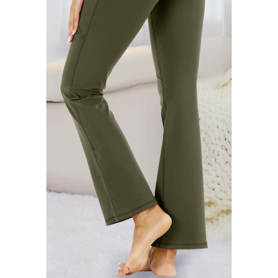 Pocketed High Waist Active Pants Army Green / S Apparel and Accessories