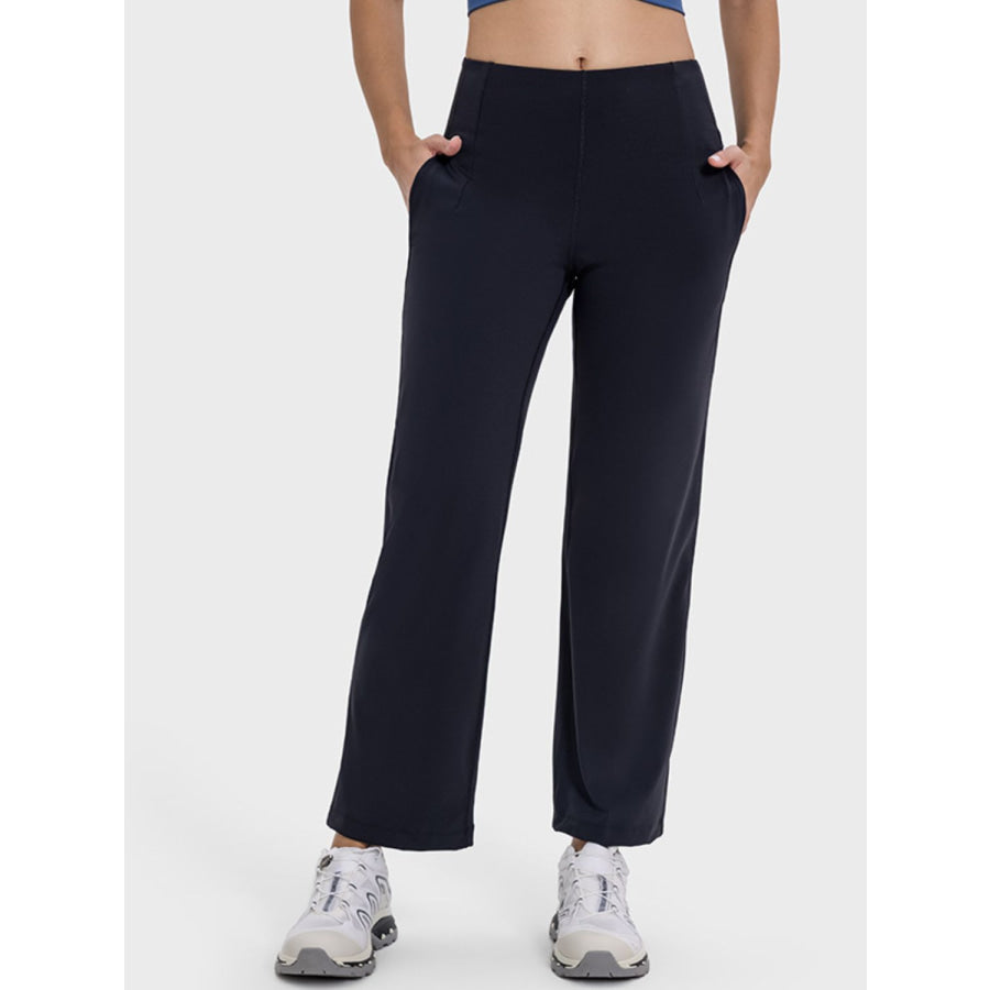 Pocketed High Waist Active Pants Black / 4 Apparel and Accessories