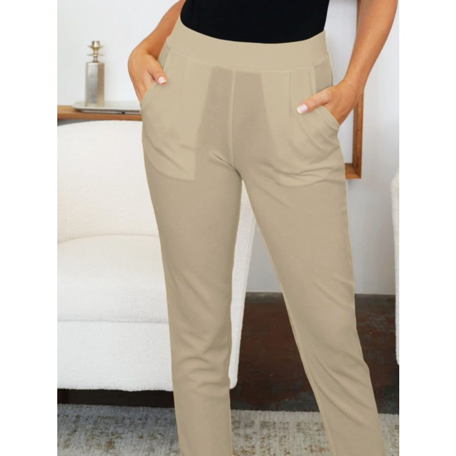 Pocketed High Waist Skinny Pants Apparel and Accessories