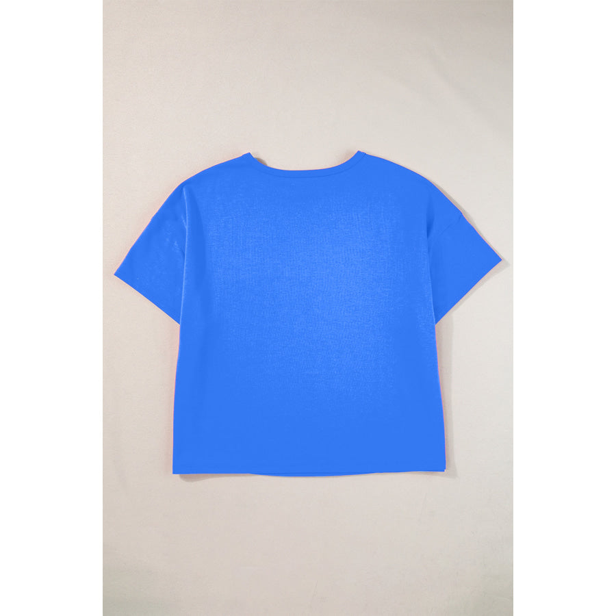 Pocketed Round Neck Short Sleeve T-Shirt Apparel and Accessories