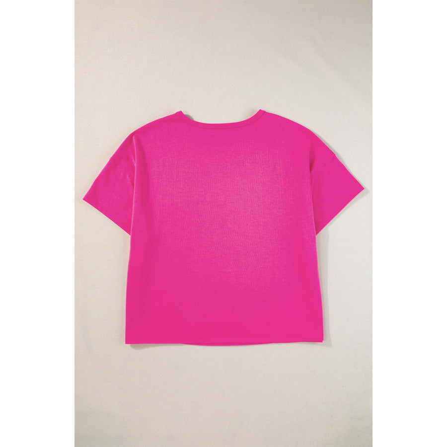 Pocketed Round Neck Short Sleeve T-Shirt Apparel and Accessories