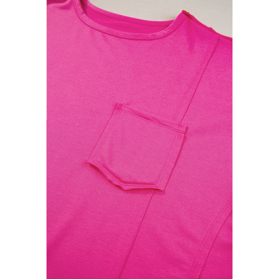 Pocketed Round Neck Short Sleeve T-Shirt Apparel and Accessories